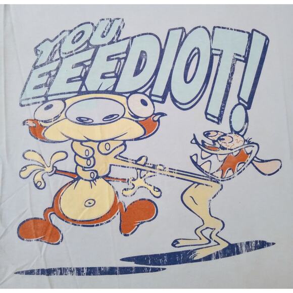 Ren & Stimpy Nickelodeon Rewind 2014 YOU EEEDIOT! Tee Shirt Humor Retro SZ L - Picture 3 of 6